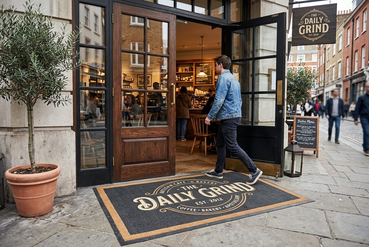 Custom branded mat with company logo